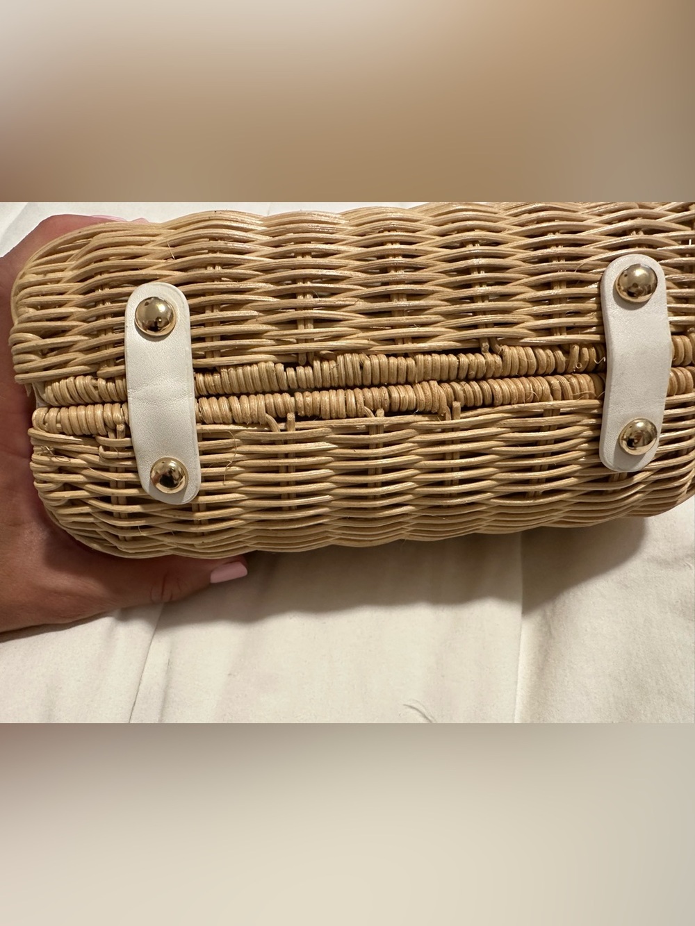 BTB Los Angeles Page Mother-of-pearl Rattan Top Handle Bag Natural NWT - Picture 11 of 12